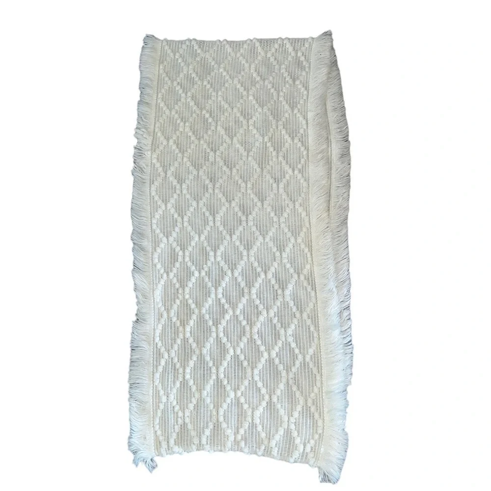Cato-Ivory Diamond Knit Plush Fuzzy Eyelash Infinity Circle Scarf
